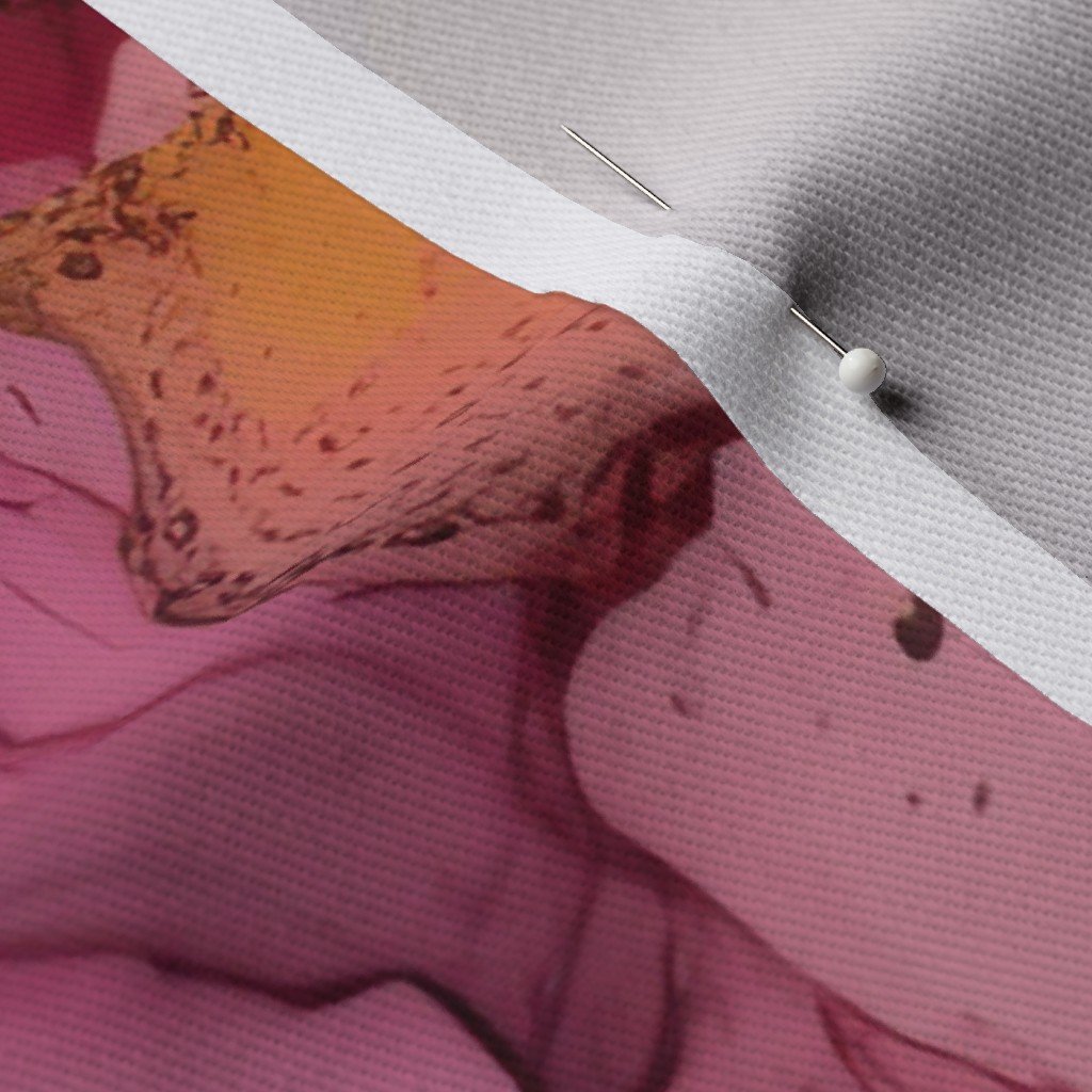 Dawn Pink Yellow and Rose Gold Alcohol Ink Liquid Swirls Fabric dawn swirls fabric