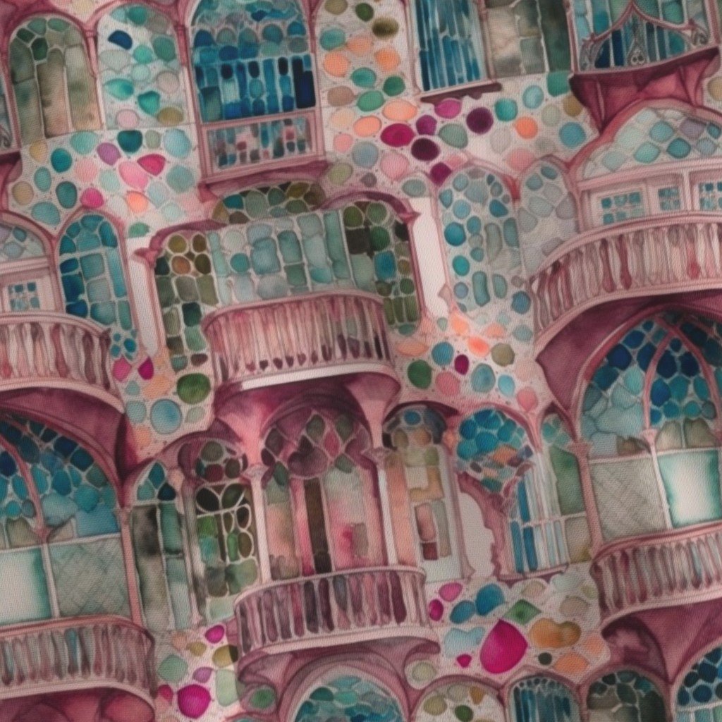 Barcelona House Architectural Detail in Windows Columns Arches and Fabric barcelona style fabric