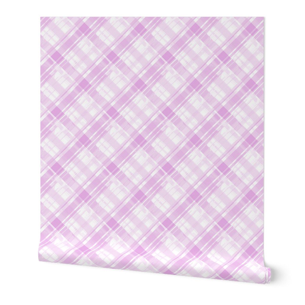 Faded Madras Diagonal Plaid in Pink Wallpaper madras cotton wallpaper