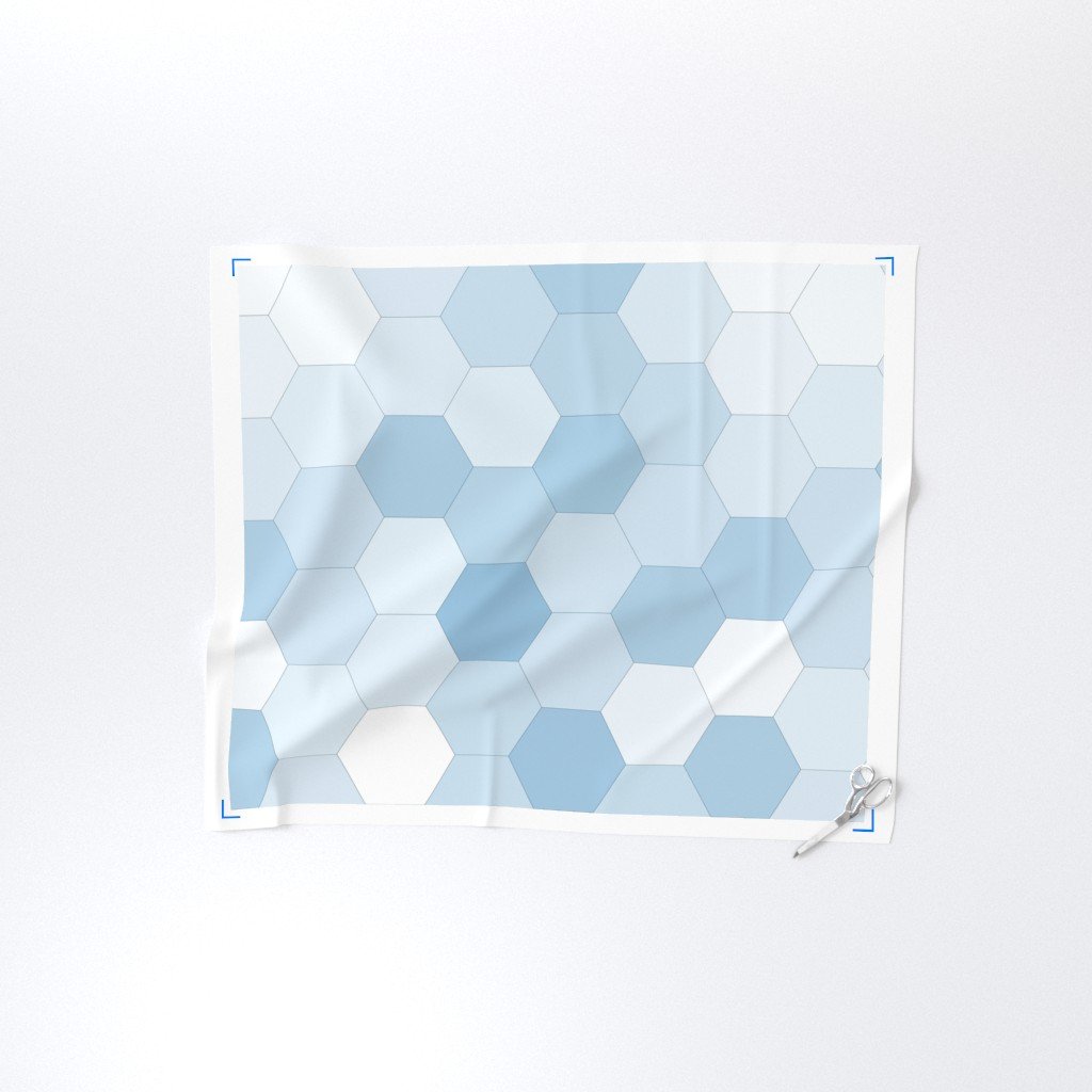 Hexagonal Blue Serenity Honeycomb Pattern Fabric color gradient fabric