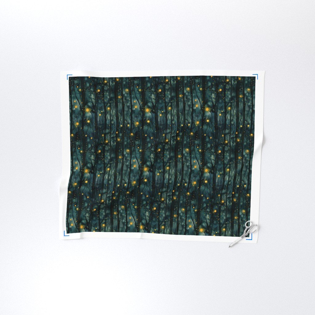 Mystic Firefly Forest A Glow in the Dark Fabric enchanting effect fabric