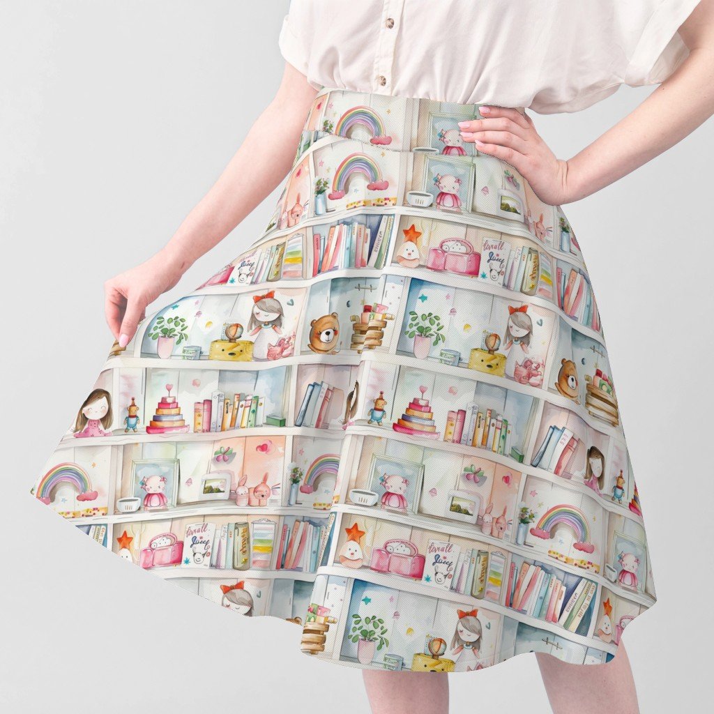 Pastel Bookcase with Girl