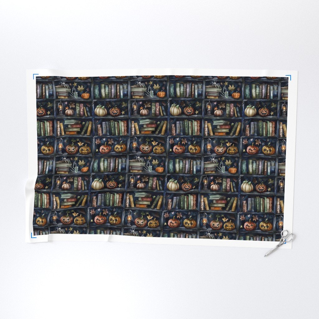 Dark Halloween Bookcase with Jack-O