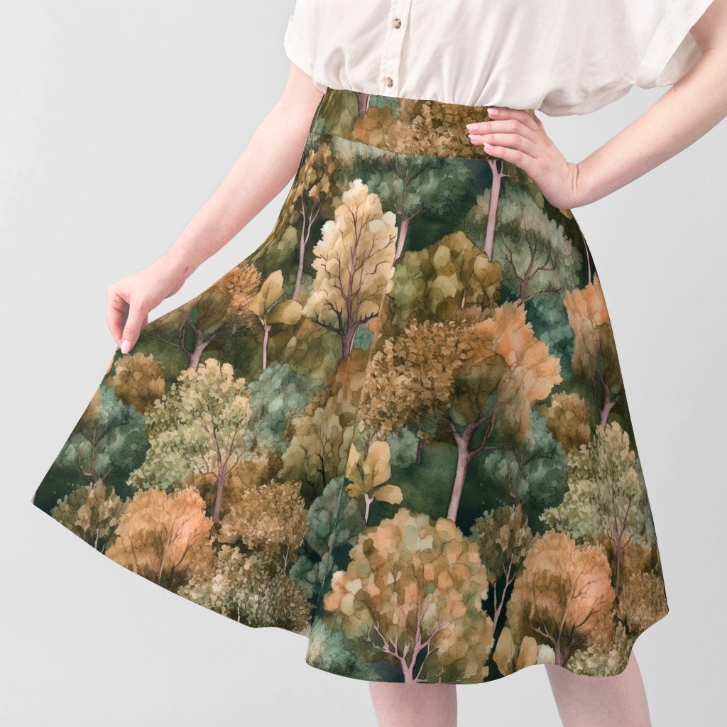 Endless Forest Watercolor - Golden Autumn Fabric fall scenery fabric