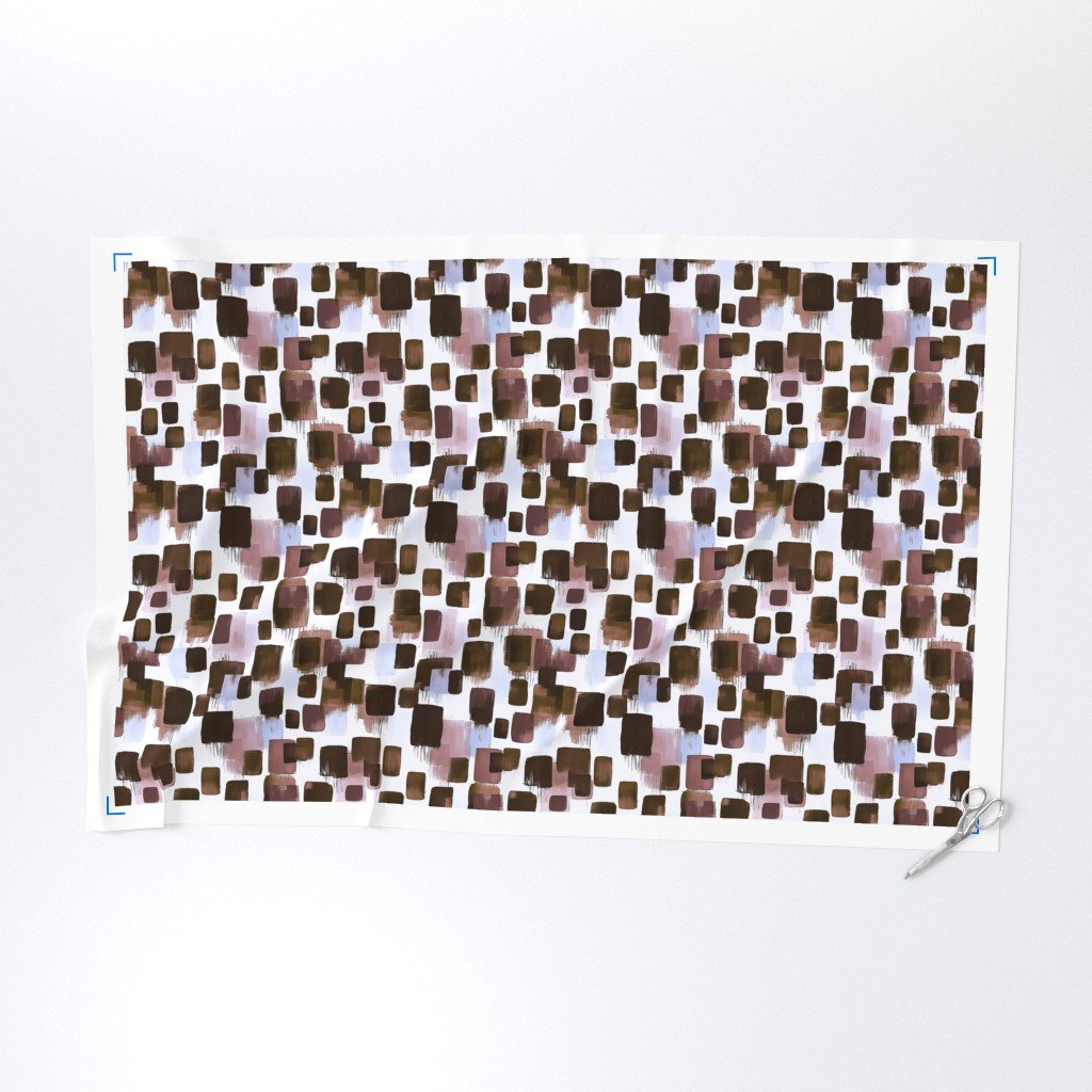 Abstract Earthy Brushstroke Blocks in Brown and Mauve Fabric brushstroke fabric