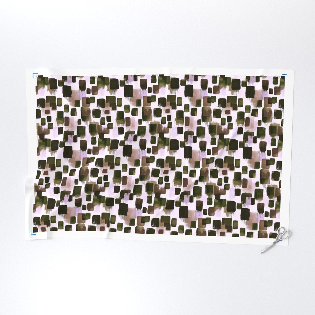 Abstract Earthy Brushstroke Blocks in Green and Brown Fabric brown fabric