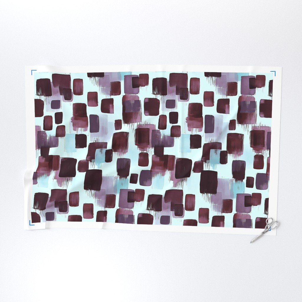 Large Abstract Brushstroke Blocks in Burgundy Lavender and Soft Mint Fabric blocks fabric