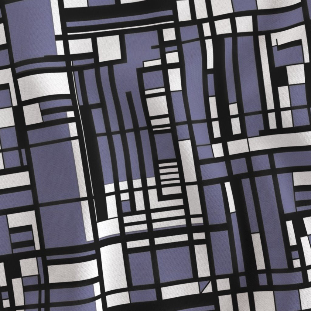 Periwinkle Modernist City Blocks Geometric Pattern Fabric bold print fabric