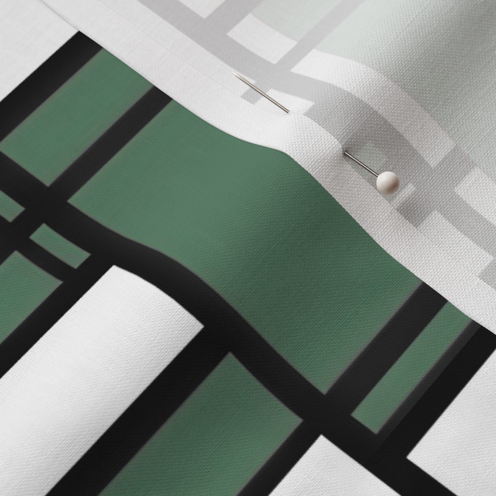 Eucalyptus Green Modernist City Blocks Geometric Pattern Fabric bold print fabric