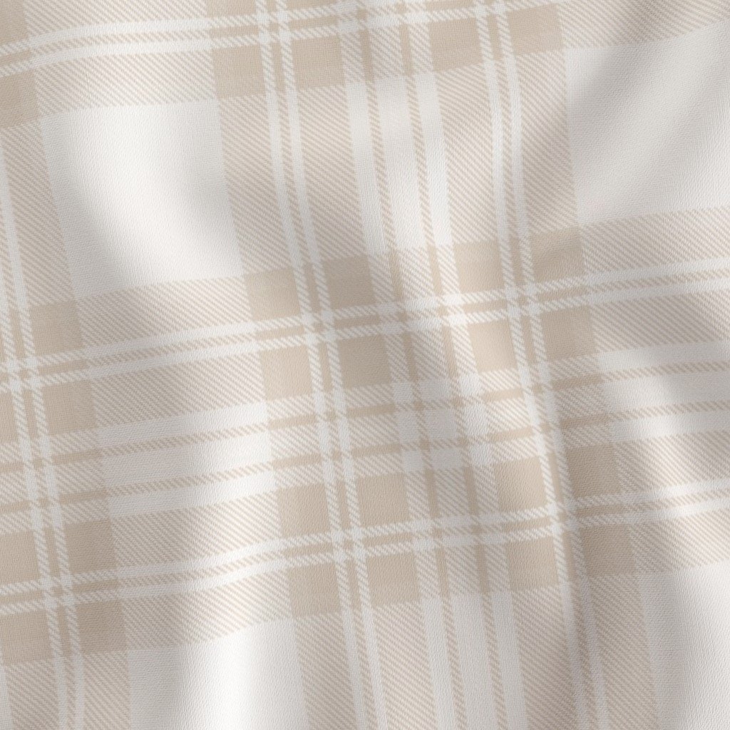 Sandstone Cream Large Traditional Tartan Plaid Pattern Fabric soft tones fabric