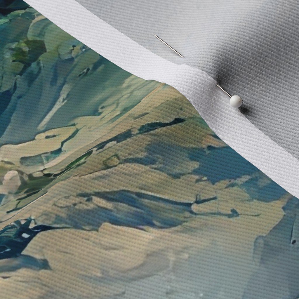 Yellowstone National Park Summer Watercolor Hot Spring Landscape Fabric landscape fabric