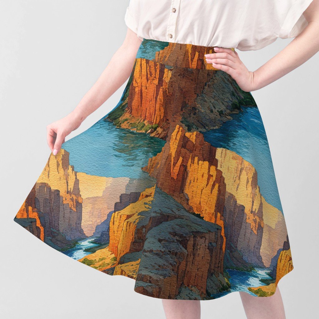 Summer Sun Over the Grand Canyon Watercolor Landscape Fabric canyon fabric