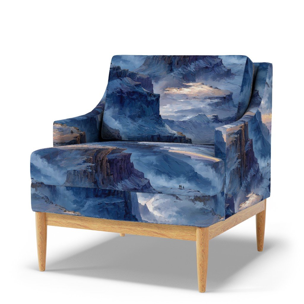 Winter Silence Over the Grand Canyon Watercolor Landscape Fabric canyon fabric