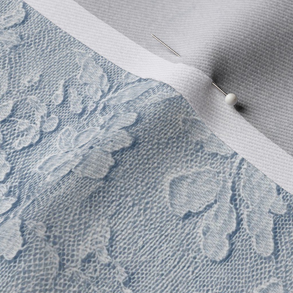 Chantilly Lace Floral Pattern in Dusty Blue Fabric elegant fabric