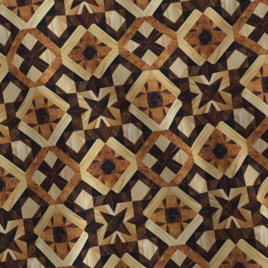 Small Geometric Marquetry Wood Inlay Pattern in Rich Dark Wood Tones Fabric wood texture fabric