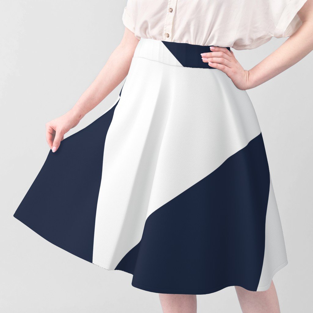 Bold Navy and White Oversized Geometric Triangle Fabric chevron fabric