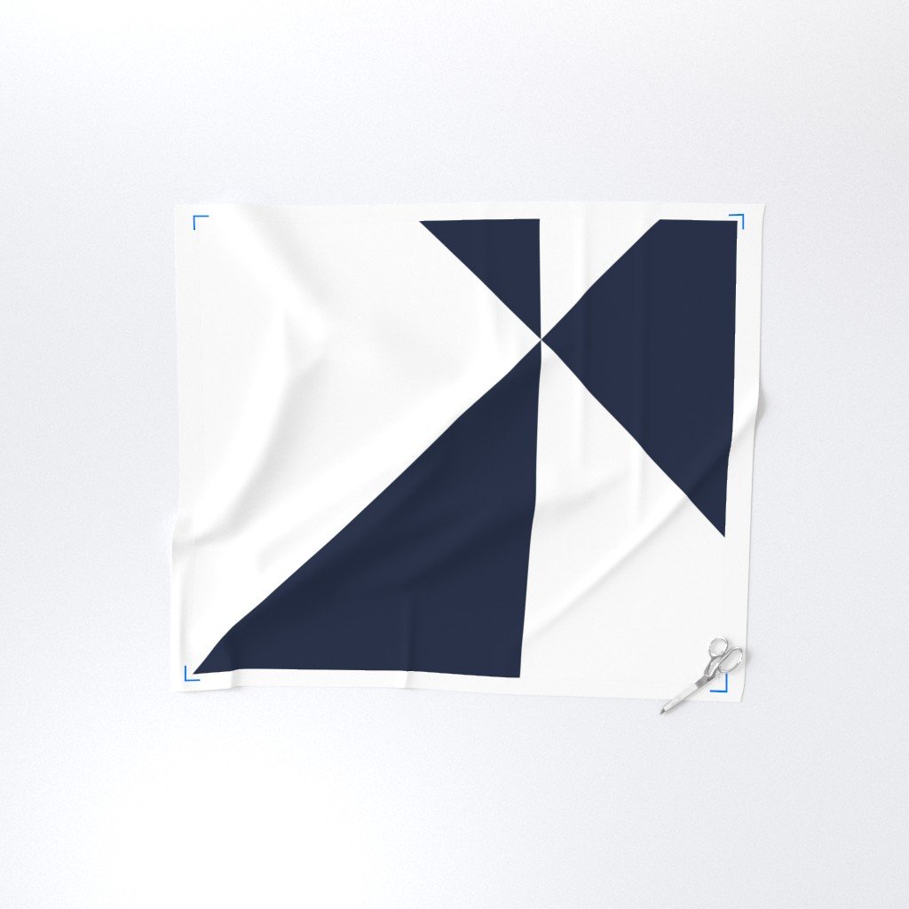 Bold Navy and White Oversized Geometric Diamond Fabric chevron fabric