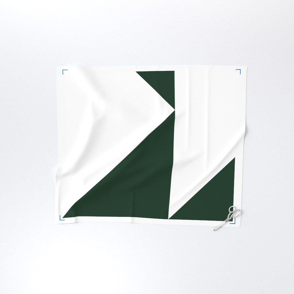 Bold Forest Green and White Oversized Geometric Triangle Fabric architectural fabric