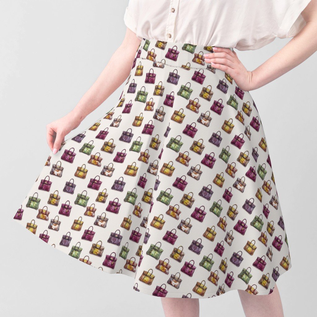 Small Scale Luxury Handbag Motif in Cool Jewel Tones Fabric repeat pattern fabric