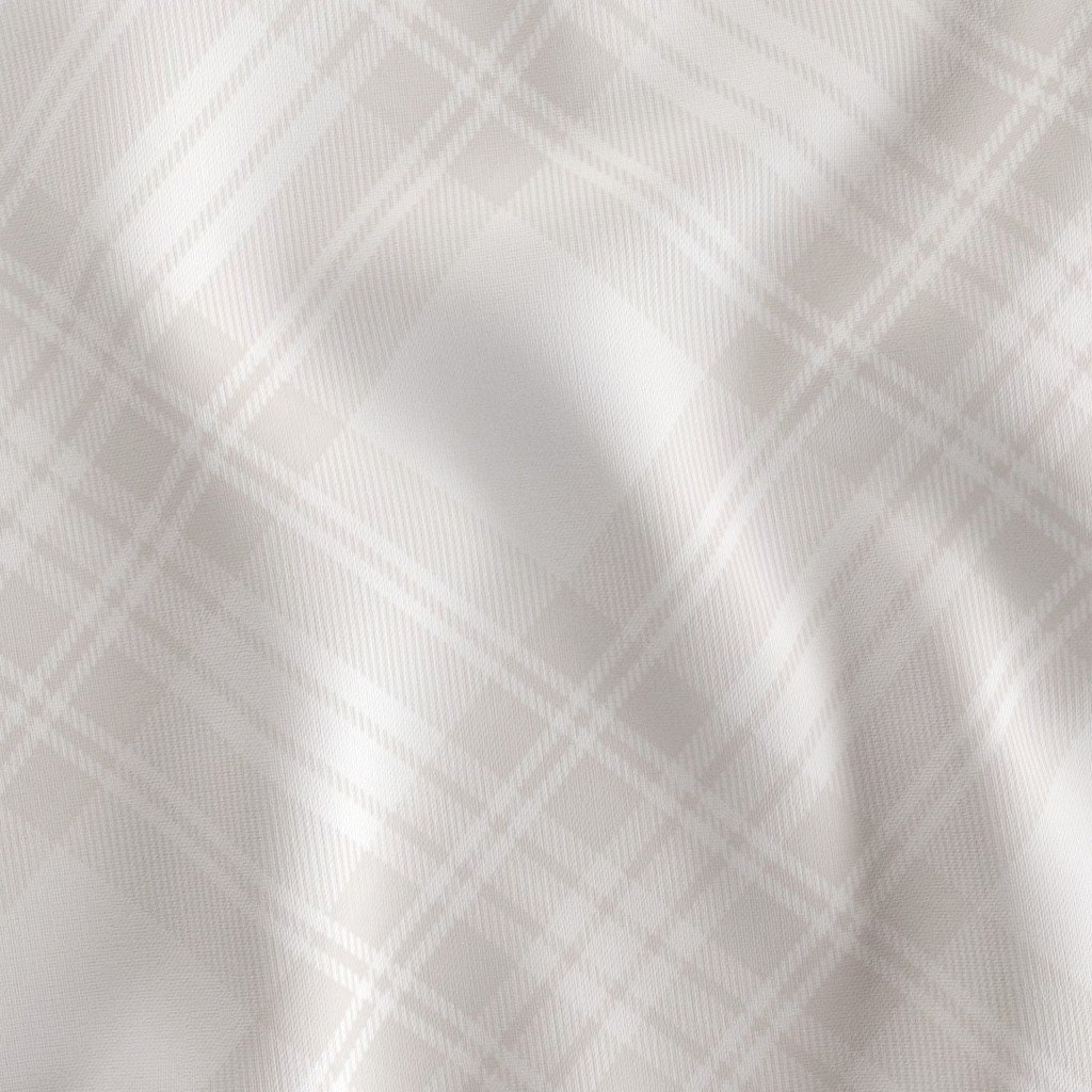 Soft Bone White Large Traditional Tartan Plaid Pattern Diagonal 45 Deg Fabric diagonal plaid fabric