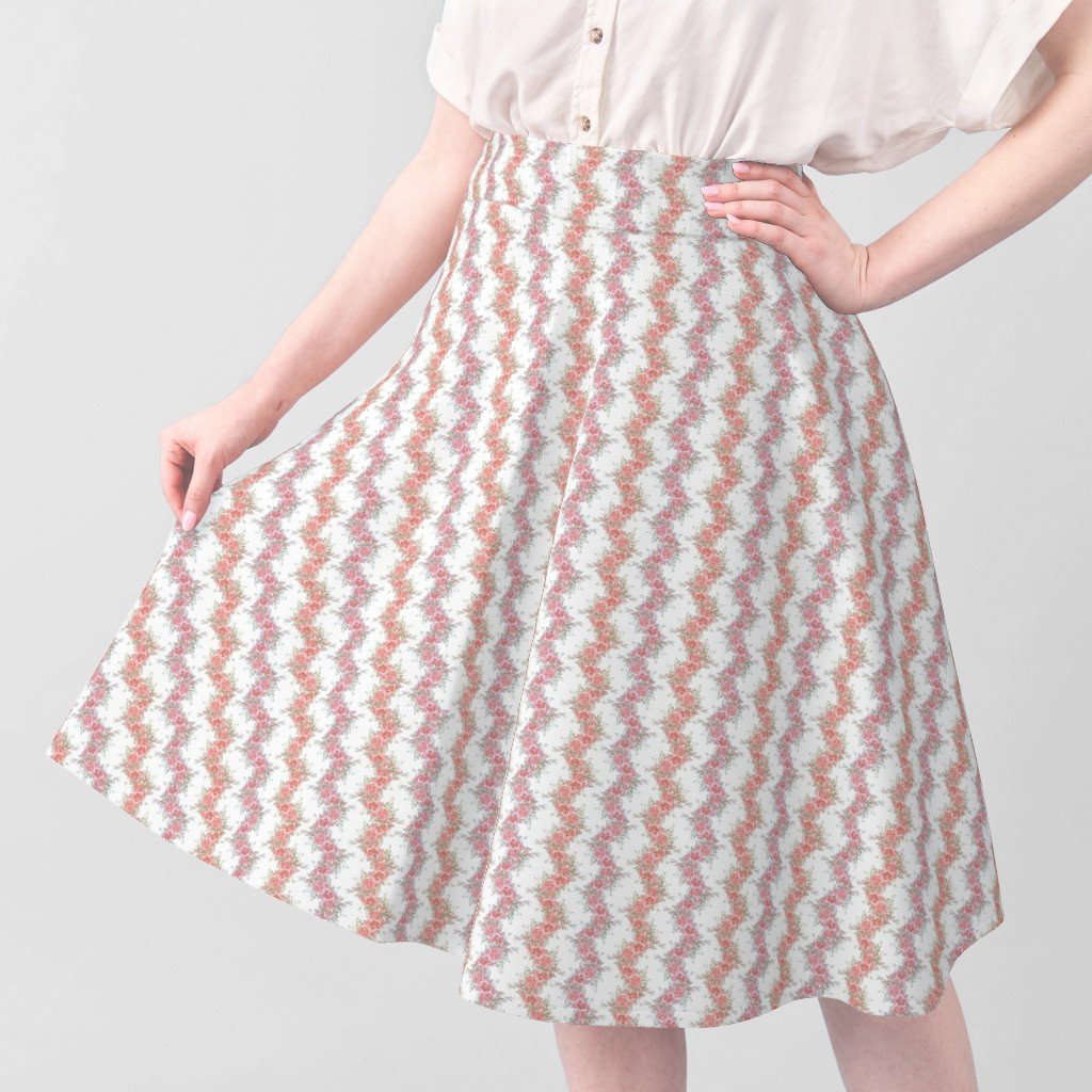 Vintage English Garden Tiny Two Tone Pink Rose Stripe Pattern on White F Fabric elegant fabric