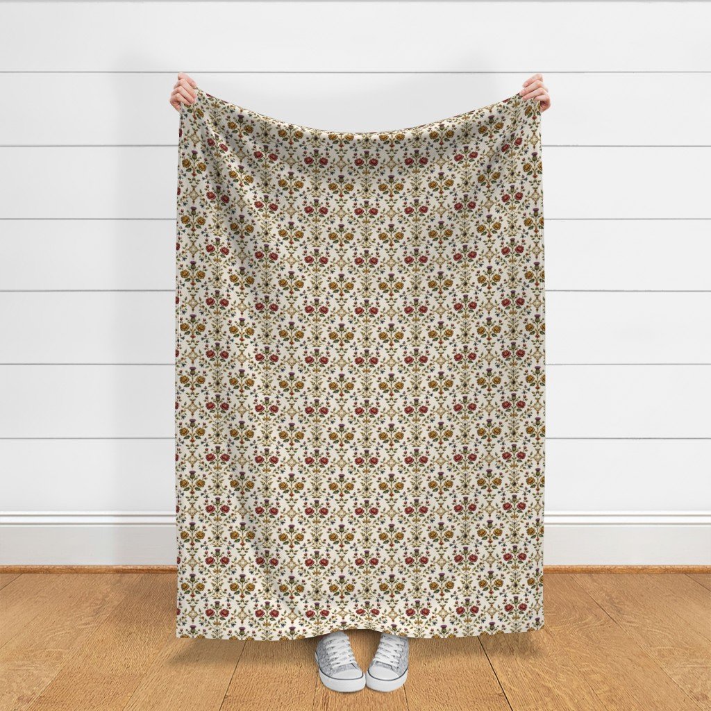 Elizabethan Rainbow Portrait Floral Damask Queen Dress Motif Large Scale Fabric queen elizabeth 1 fabric