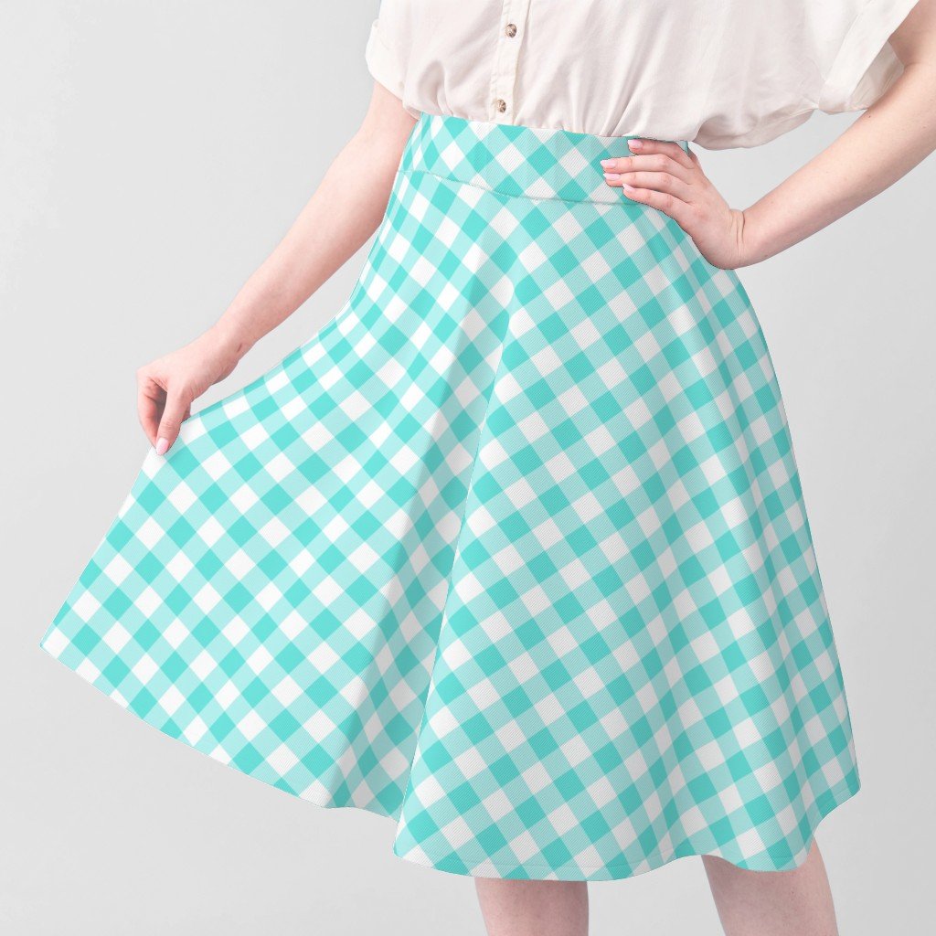Turquoise Teal Gingham Check Plaid Fabric farmhouse fabric