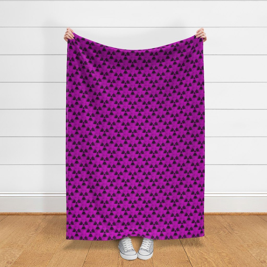 Hot Pink and Black Radiation Warning Grunge Pattern Fabric abstract fabric