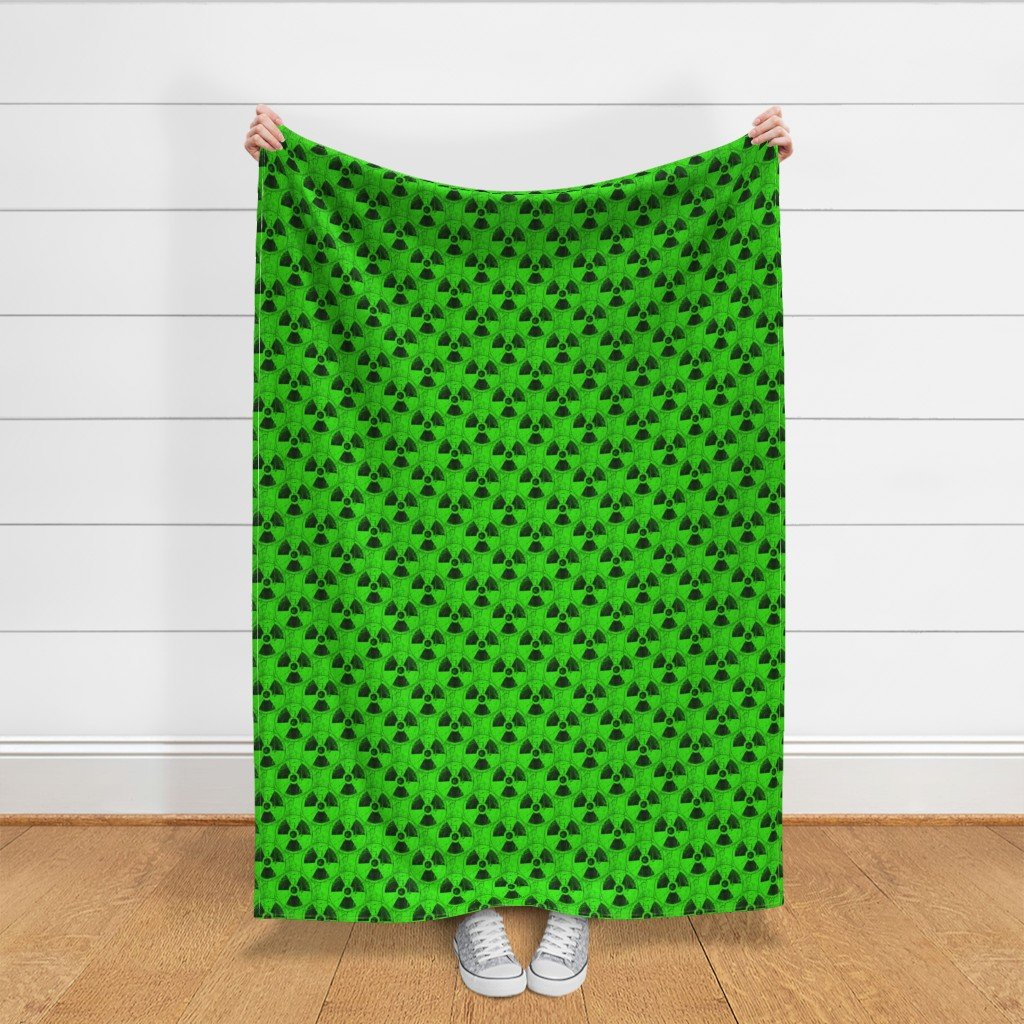 Neon Green and Black Radiation Warning Grunge Pattern Fabric abstract fabric
