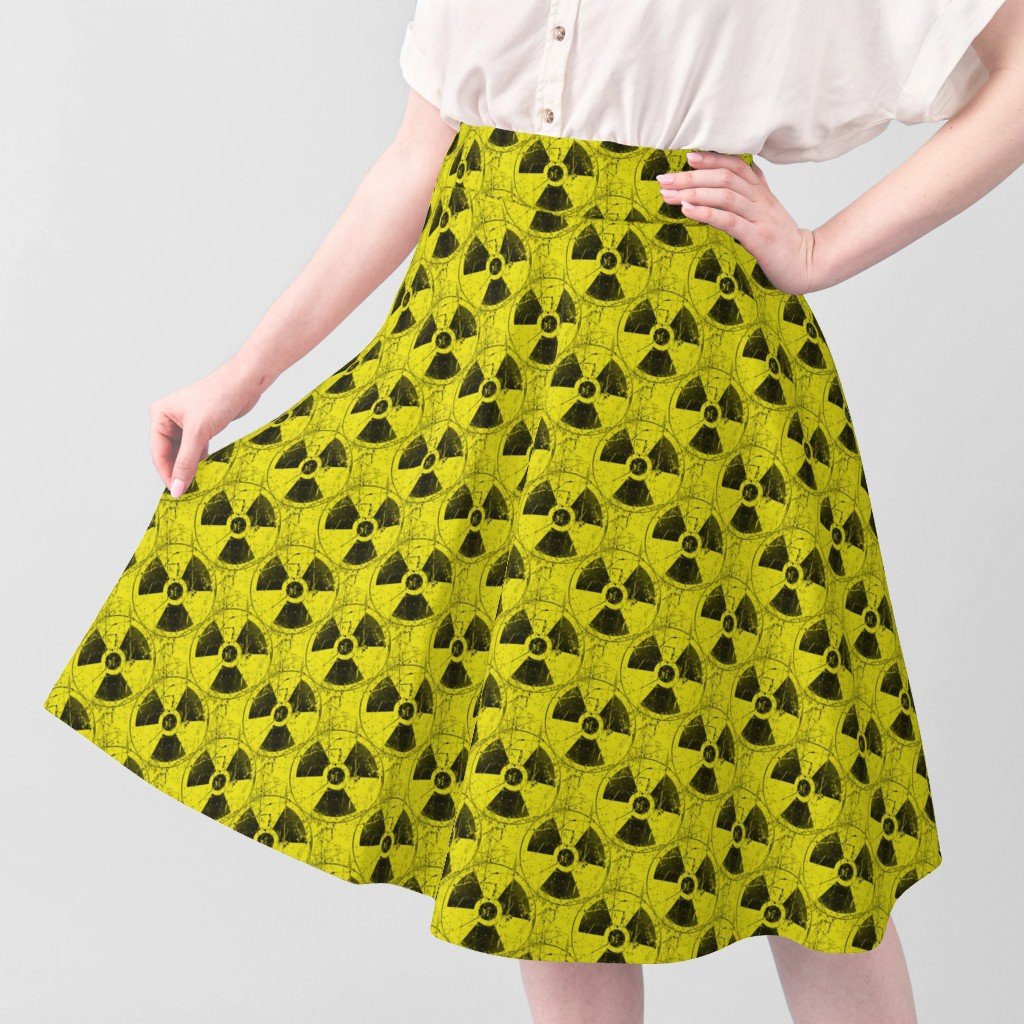 Toxic Yellow and Black Radiation Warning Grunge Pattern Fabric abstract fabric