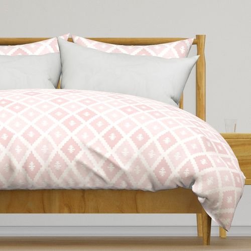 Large Sun Faded Mediterranean Diamond Pattern in Blush Shell Pink Design Collection Home Styling Collection pastel pink duvet cover design