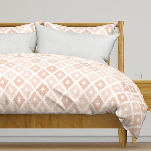 Large Sun Faded Mediterranean Diamond Pattern in Peach Sand Pink Decor Collection Interior Collection peach pink duvet cover design