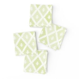 Small Sun Faded Mediterranean Diamond Pattern in Lime Sage Green Interior Collection Design Collection muted olive napkins design