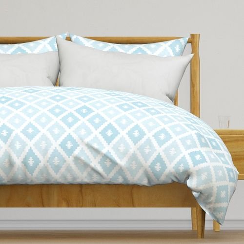 Large Sun Faded Mediterranean Diamond Pattern in Powder Sky Blue Home Styling Collection Home Decor Collection powder blue duvet cover design