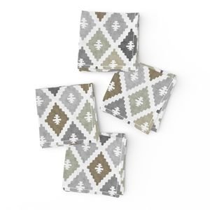 Small Weathered Olive Sage Diamond Pattern in Charcoal and Sand Home Styling Collection Home Decor Collection muted olive napkins design