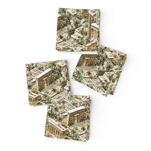 Ancient Egypt Watercolor Architectural Landscape Isometric Seamless Repeat Home Decor Collection Home Decor Collection artistic napkins design