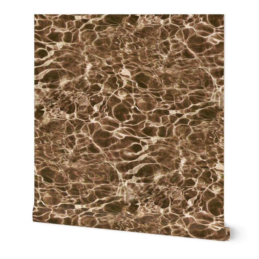 Tulum Beach Sunlit Water Ripples in Olive Brown Wallpaper olive brown wallpaper