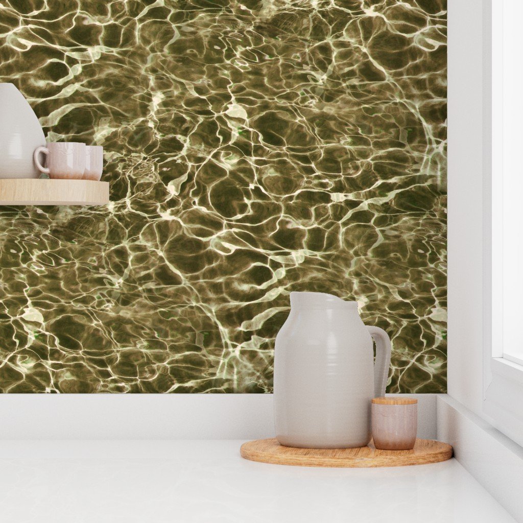 Key Largo Seagrass Water Ripples in Deep Olive Wallpaper design wallpaper