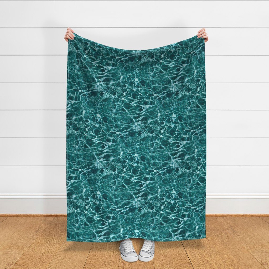 Kefalonia Melissani Lake Blue Water Ripples Fabric deep turquoise fabric