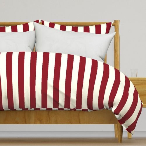 Classic Burgundy and Ivory 2-inch Vertical Stripes Home Decor Collection Home Styling Collection burgundy stripe duvet cover design