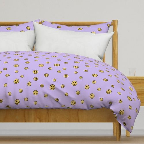 Retro Yellow Smiley Faces on Lavender Home Styling Collection Design Collection kids room duvet cover design