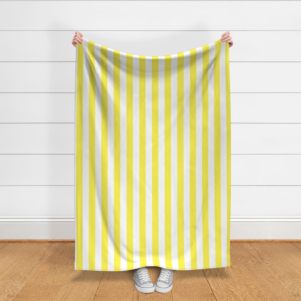 Lemon Yellow 2 inch Wide Cabana Stripes Fabric lemon yellow fabric