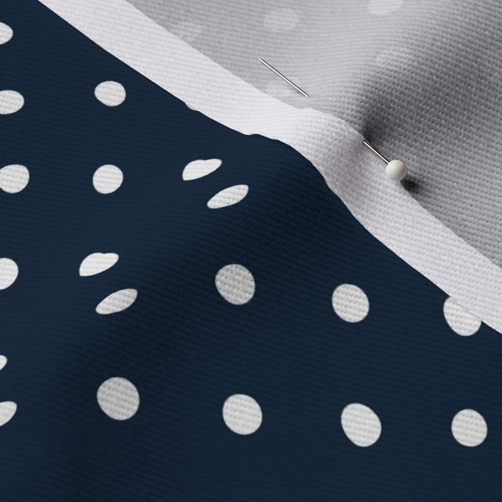 Mini White Polkadots on Navy Blue Fabric navy and white fabric