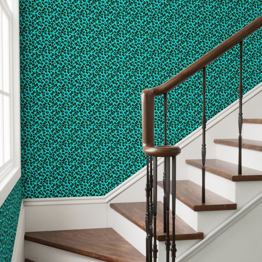 Leopard Spots Aqua Decor Collection Design Collection leopard fur wallpaper