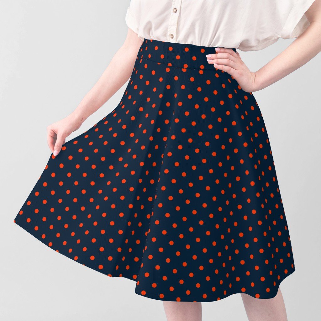 Navy and Orange Polka Dots Fabric navy and orange dotted fabric