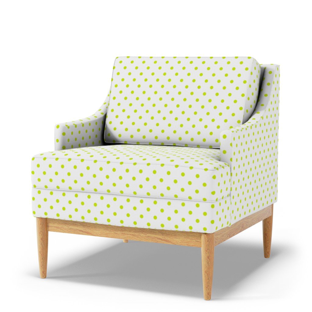 Lime Punch Polkadots on White Fabric lime punch fabric