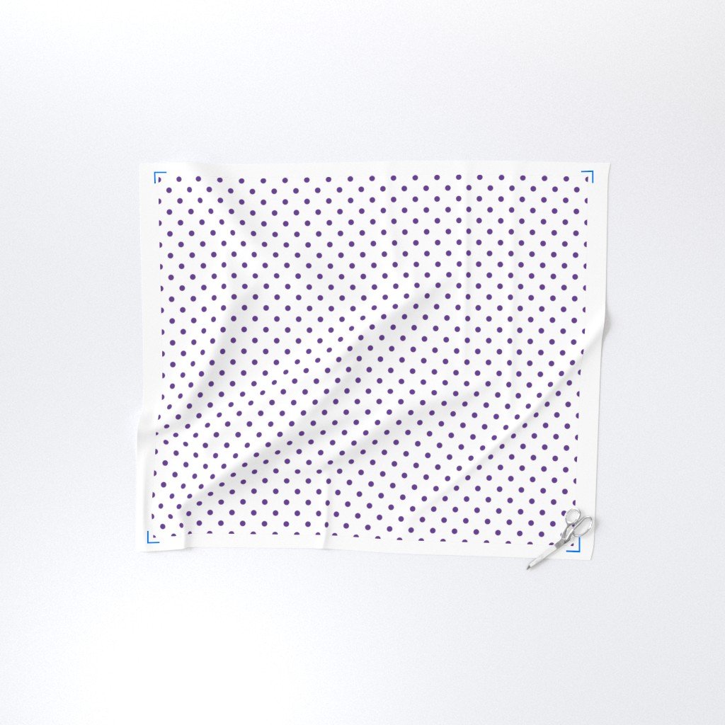 Ultra Violet Purple Polkadots on White Fabric purple polka dots fabric