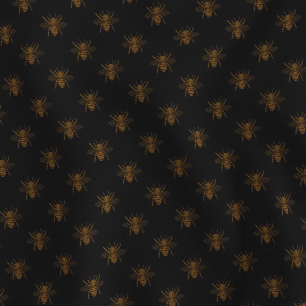 Royal Gold Queen Bees on Black Fabric gold bees fabric