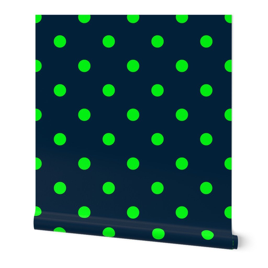 Navy and Neon Lime Green Jumbo Dots Wallpaper jumbo spots wallpaper
