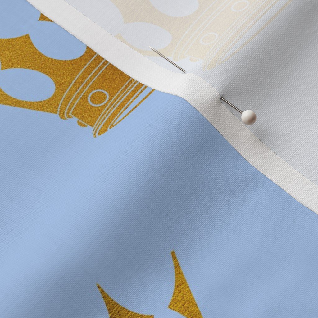 Louis Blue Crown Prince Gold Crowns on Blue Fabric crown of great britain fabric